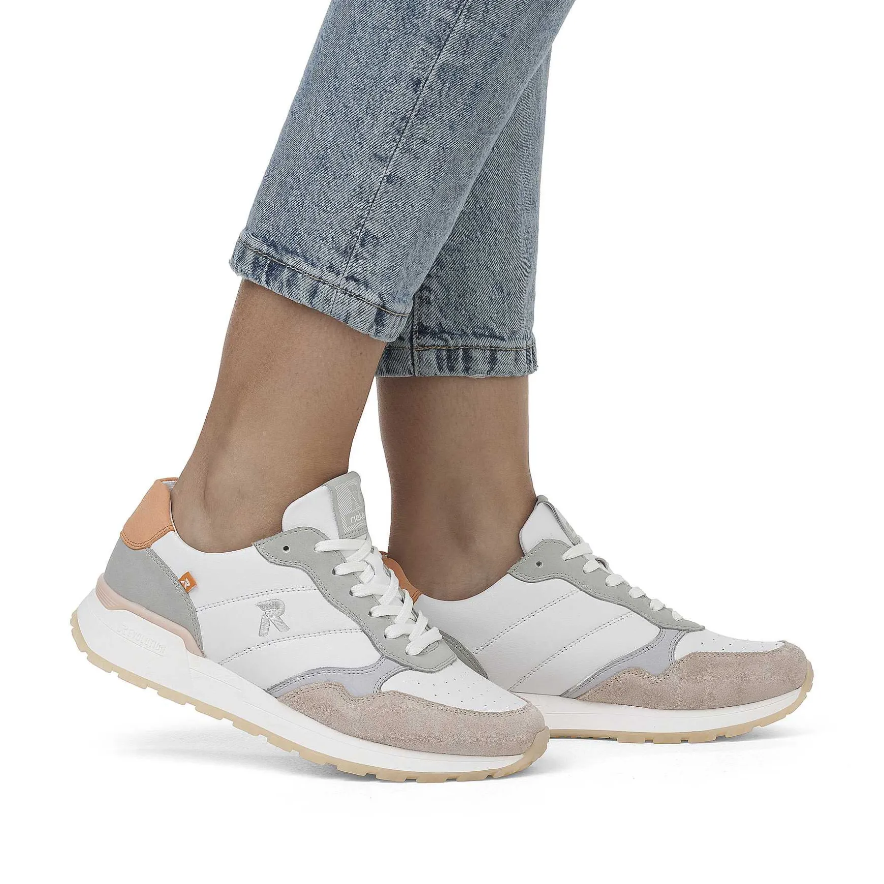 Rieker Women'S Sneaker Low Pearl-White Grey-Green