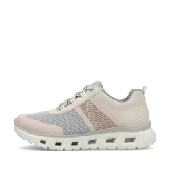Rieker Women'S Sneaker Low Light Beige-Pastel Blue-Pink
