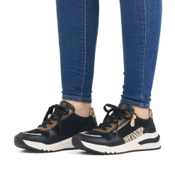 Rieker Women'S Sneaker Low Urban Black-Cream White