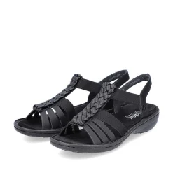 Rieker Women'S Strappy Sandals Asphalt Black