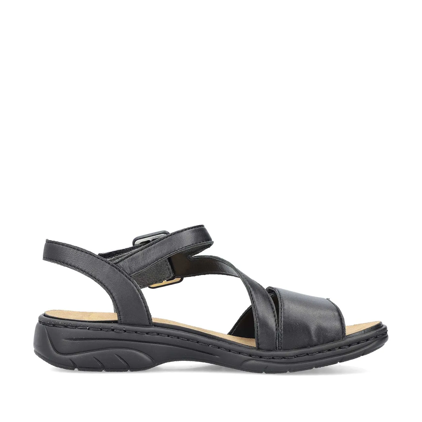 Rieker Women'S Strappy Sandals Asphalt Black