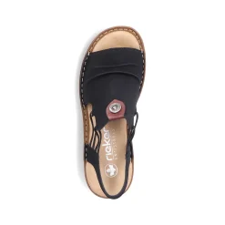 Rieker Women'S Strappy Sandals Asphalt Black