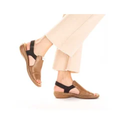 Rieker Women'S Strappy Sandals Nut Brown-Deep Black