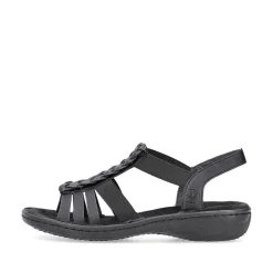 Rieker Women'S Strappy Sandals Asphalt Black