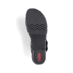 Rieker Women'S Strappy Sandals Asphalt Black