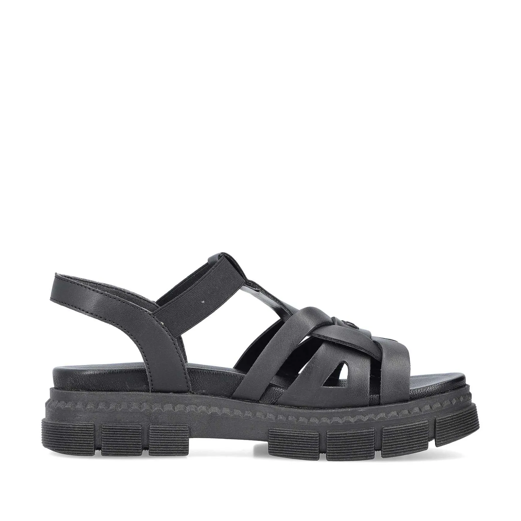 Rieker Women'S Strappy Sandals Asphalt Black