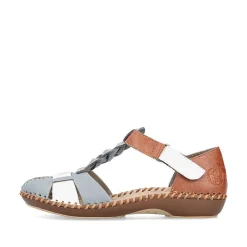 Rieker Women'S Strappy Sandals Sky Blue-Nut Brown
