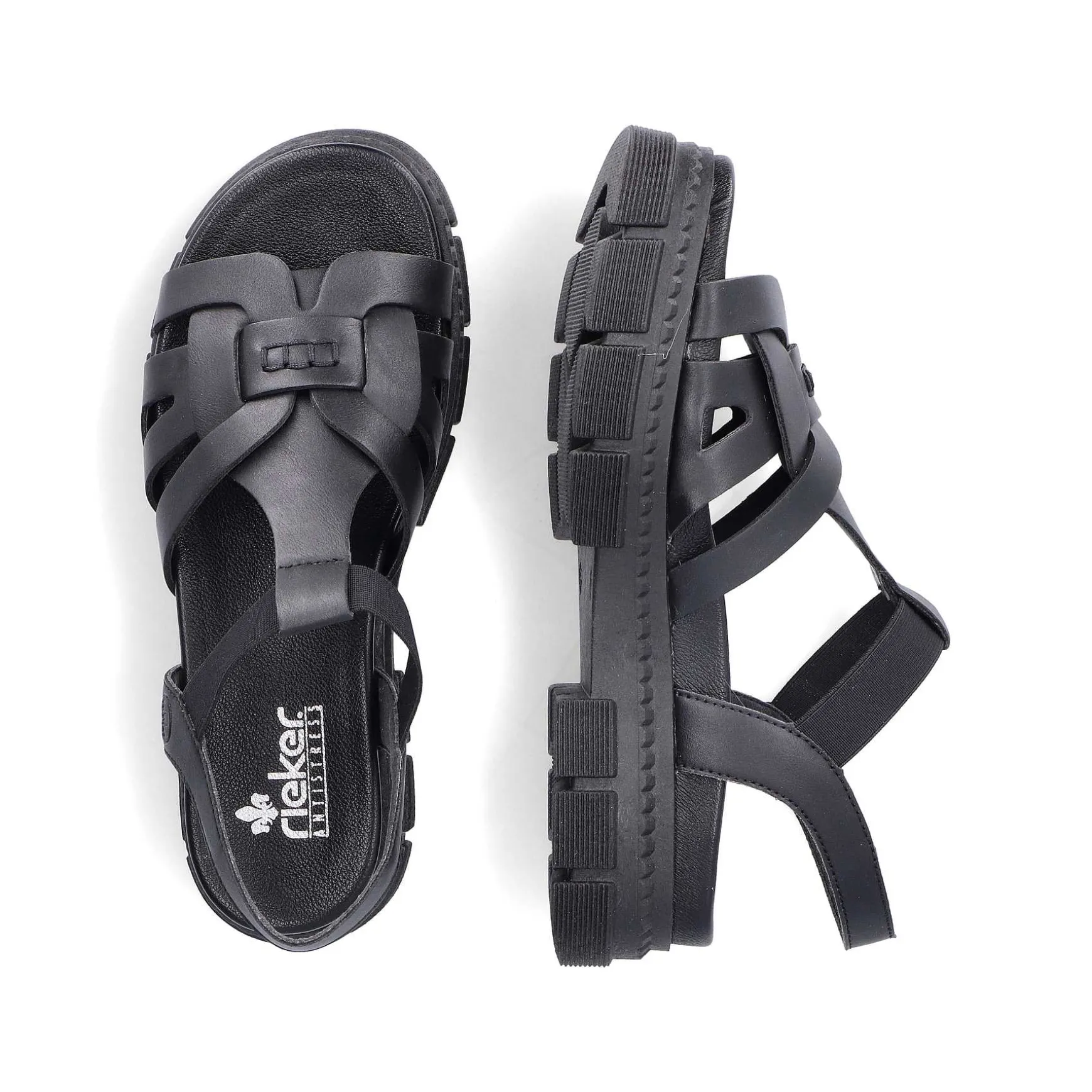 Rieker Women'S Strappy Sandals Asphalt Black