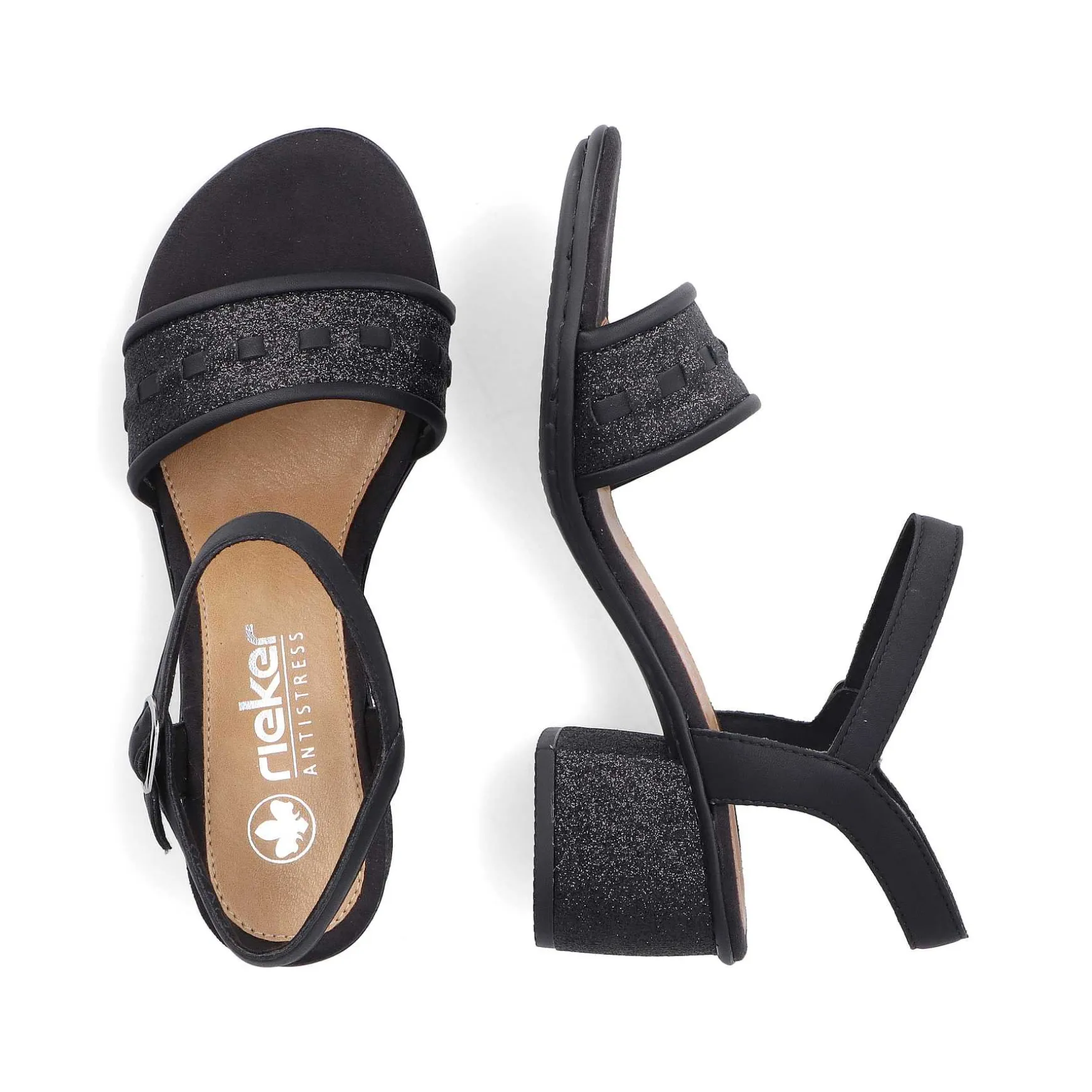 Rieker Women'S Strappy Sandals Asphalt Black