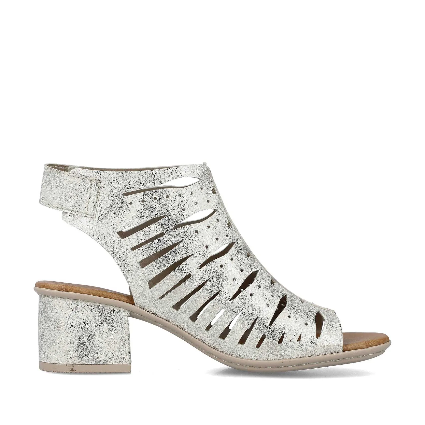 Rieker Women'S Strappy Sandals Silver Metallic