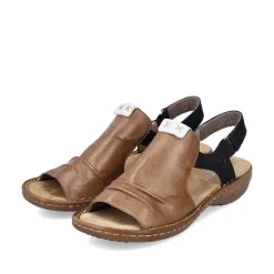Rieker Women'S Strappy Sandals Nut Brown-Deep Black