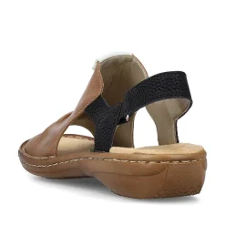 Rieker Women'S Strappy Sandals Nut Brown-Deep Black