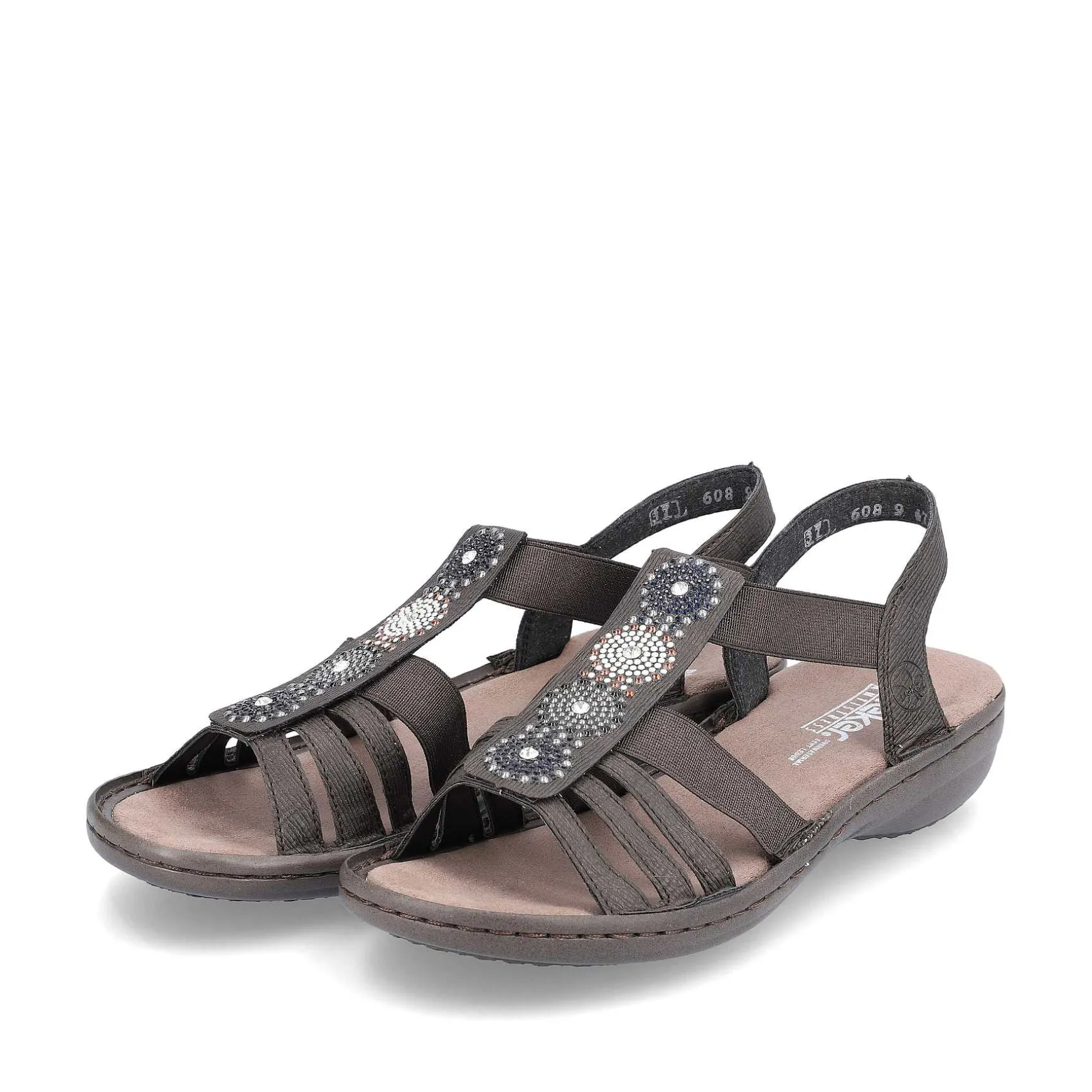 Rieker Women'S Strappy Sandals Black Gray