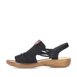Rieker Women'S Strappy Sandals Asphalt Black