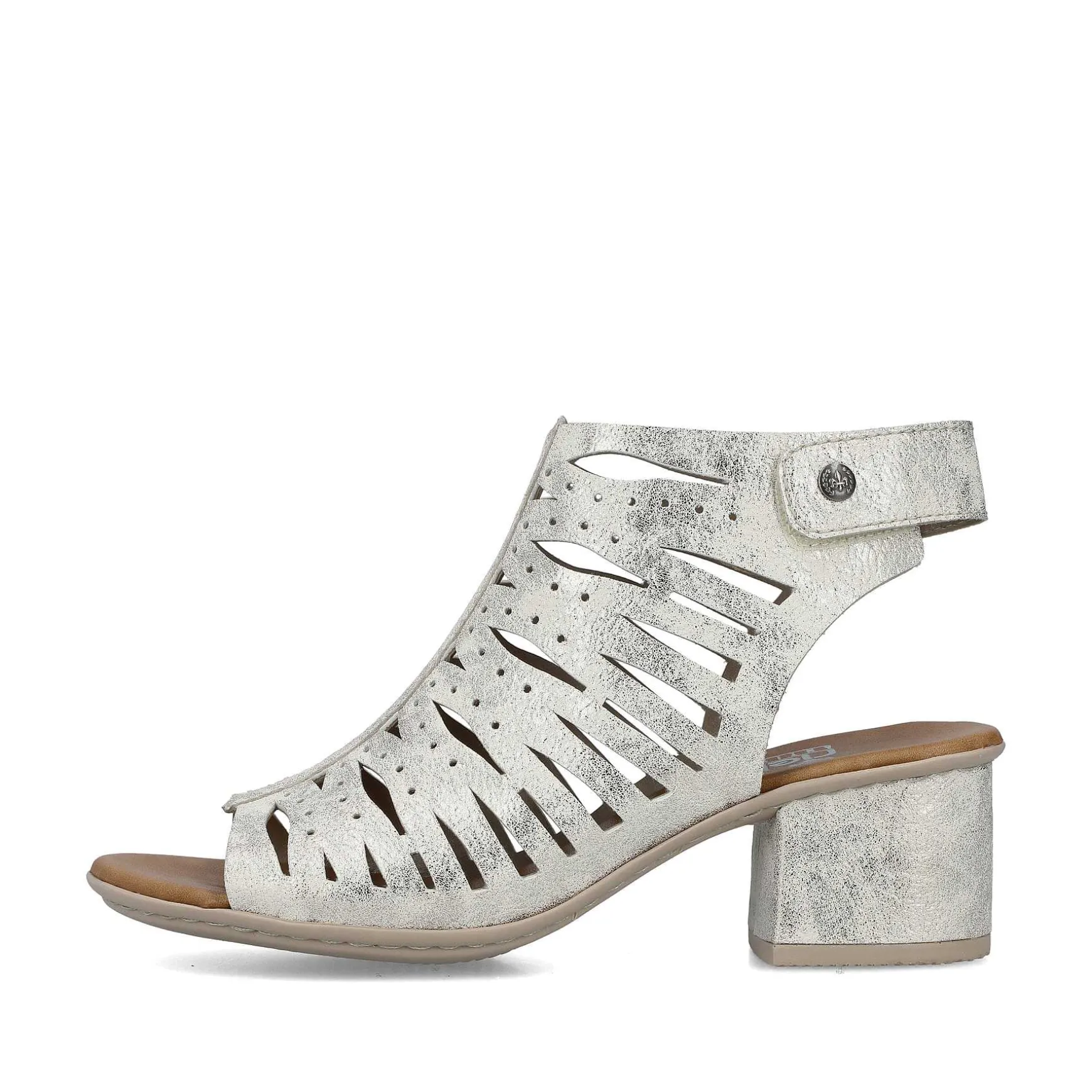 Rieker Women'S Strappy Sandals Silver Metallic