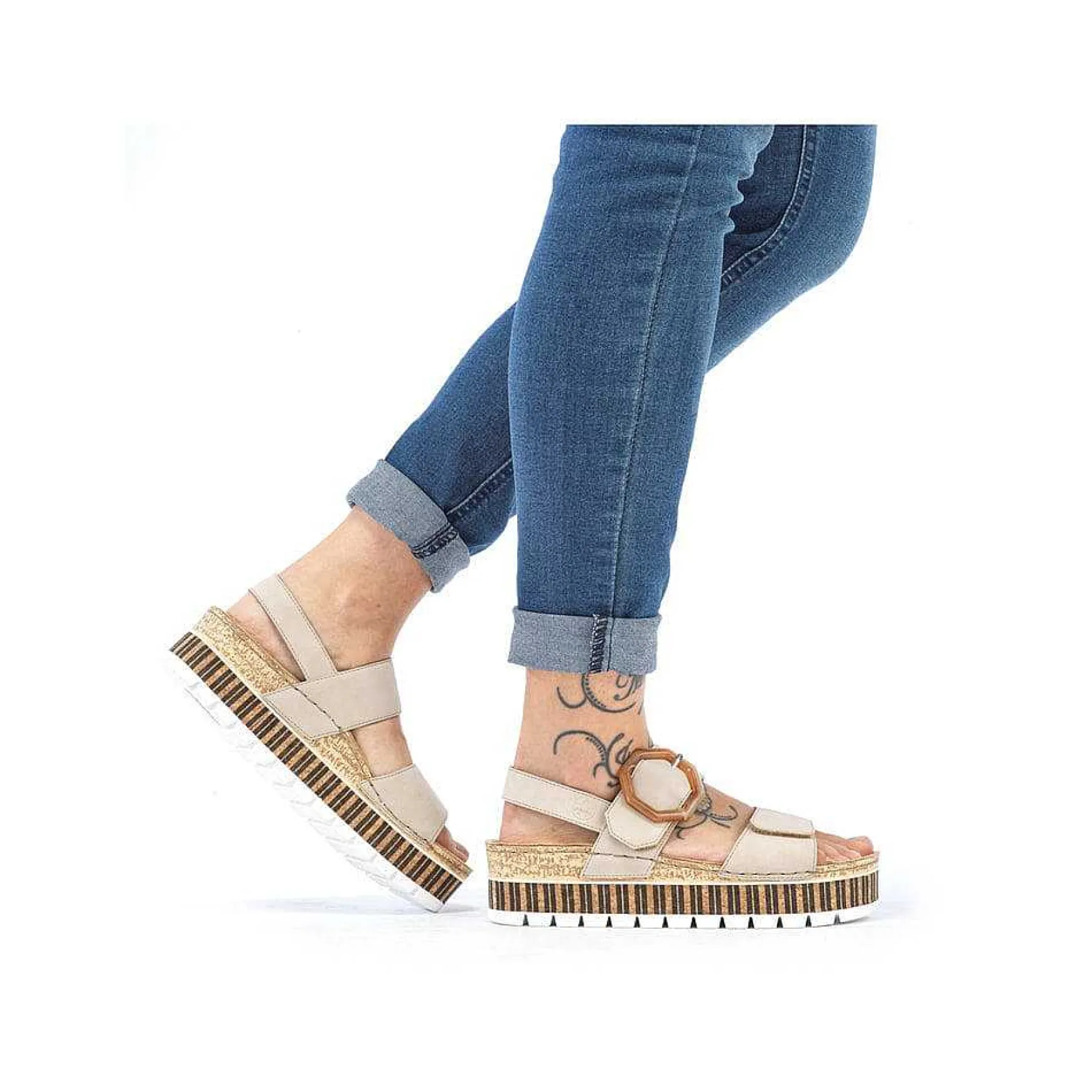 Rieker Women'S Strappy Sandals Sand Beige