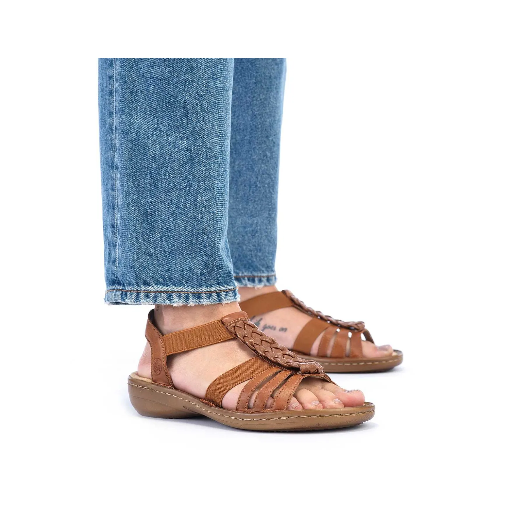 Rieker Women'S Strappy Sandals Caramel Brown