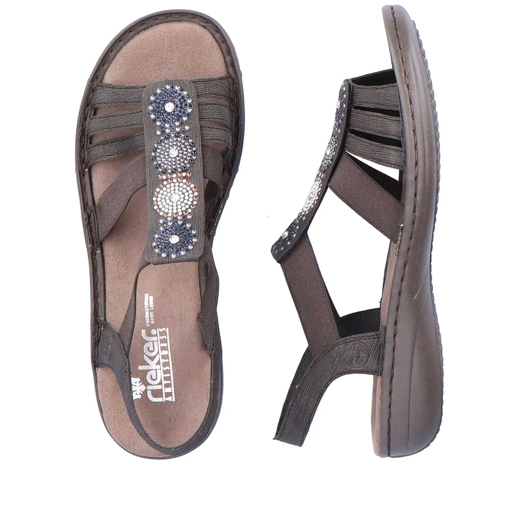 Rieker Women'S Strappy Sandals Black Gray