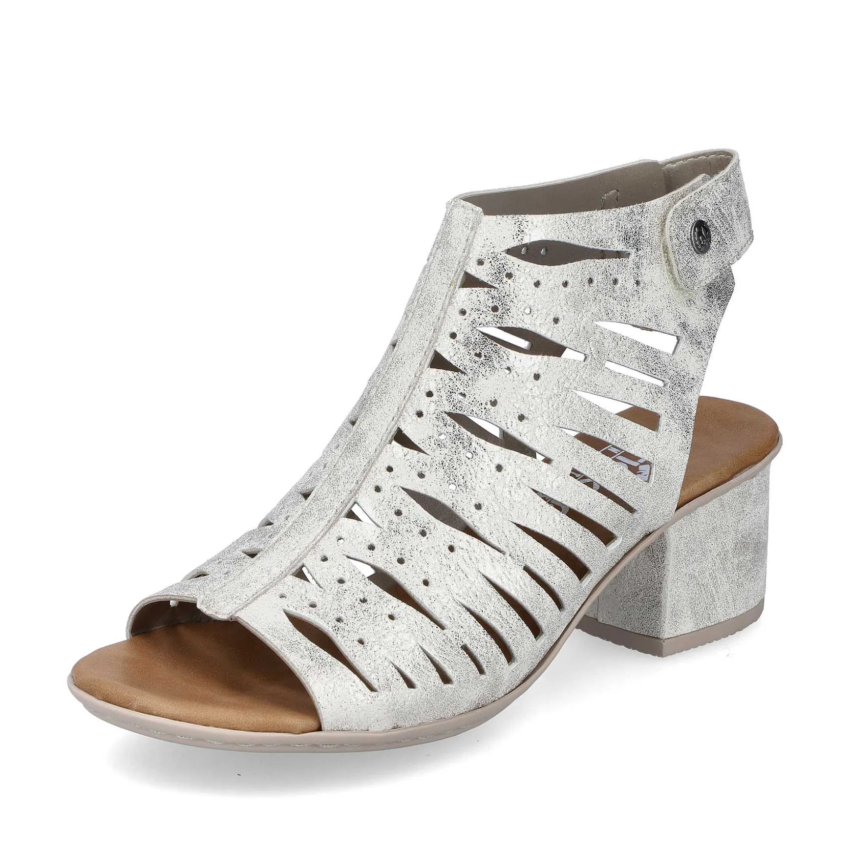 Rieker Women'S Strappy Sandals Silver Metallic