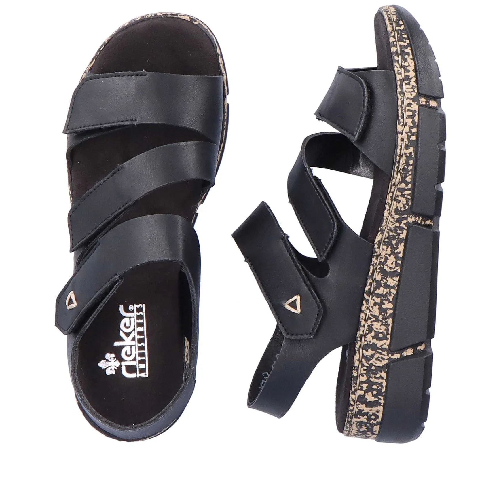 Rieker Women'S Strappy Sandals Asphalt Black