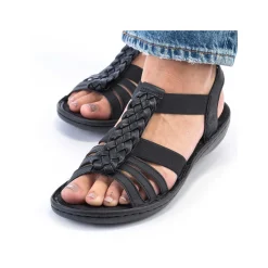 Rieker Women'S Strappy Sandals Asphalt Black