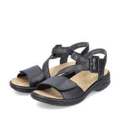Rieker Women'S Strappy Sandals Asphalt Black