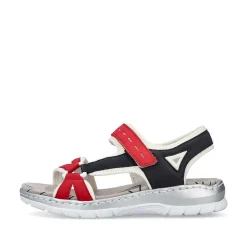 Rieker Women'S Trekking Sandals Fire Red-Navy Blue