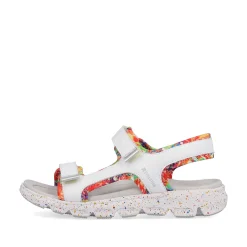 Rieker Women'S Trekking Sandals Swan-White Rainbow