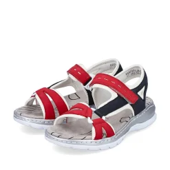 Rieker Women'S Trekking Sandals Fire Red-Navy Blue