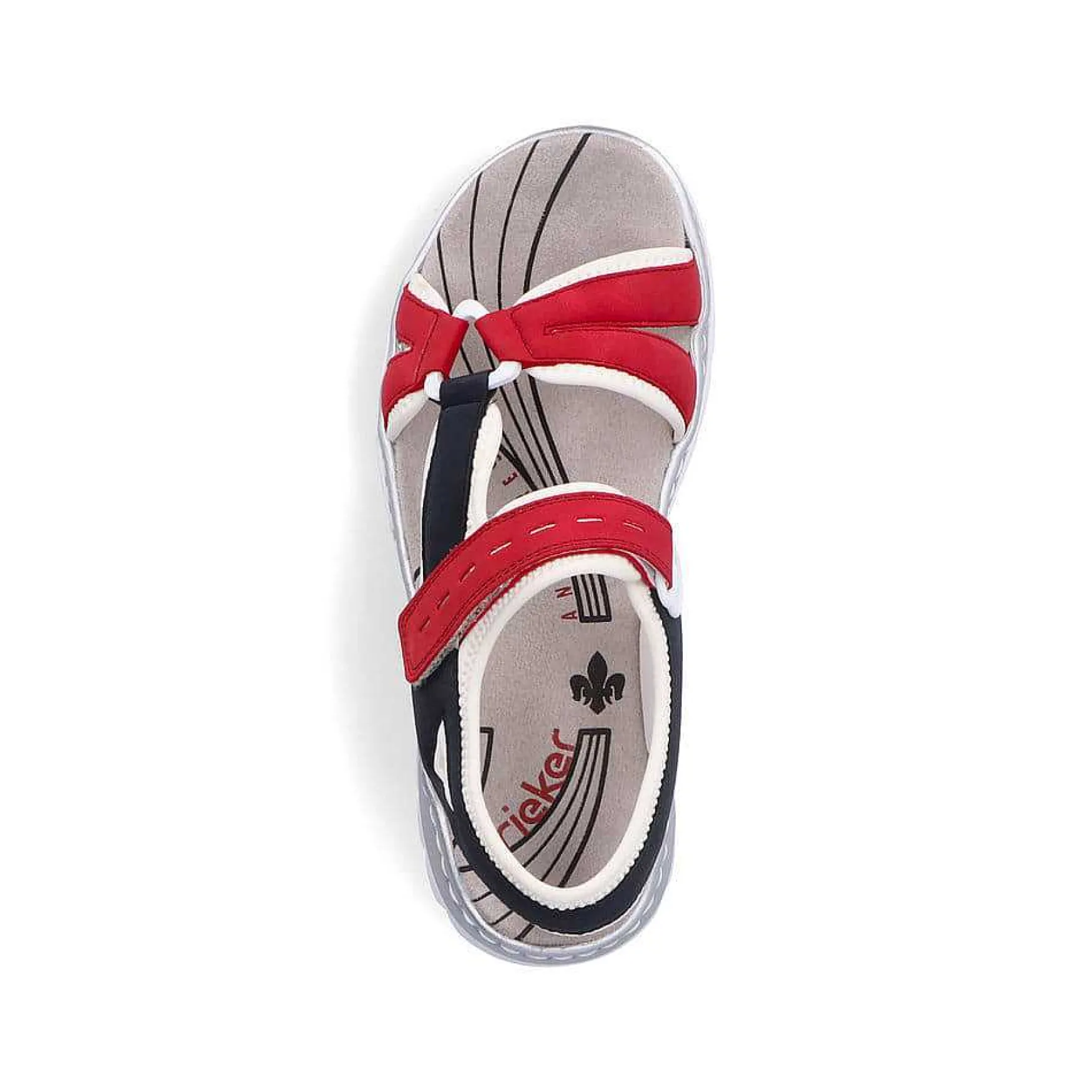 Rieker Women'S Trekking Sandals Fire Red-Navy Blue