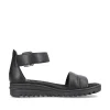 Rieker Women'S Wedge Sandals Asphalt Black