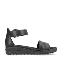 Rieker Women'S Wedge Sandals Asphalt Black