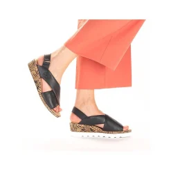 Rieker Women'S Wedge Sandals Navy Blue