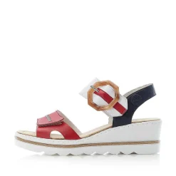 Rieker Women'S Wedge Sandals Fire Red-Pure White
