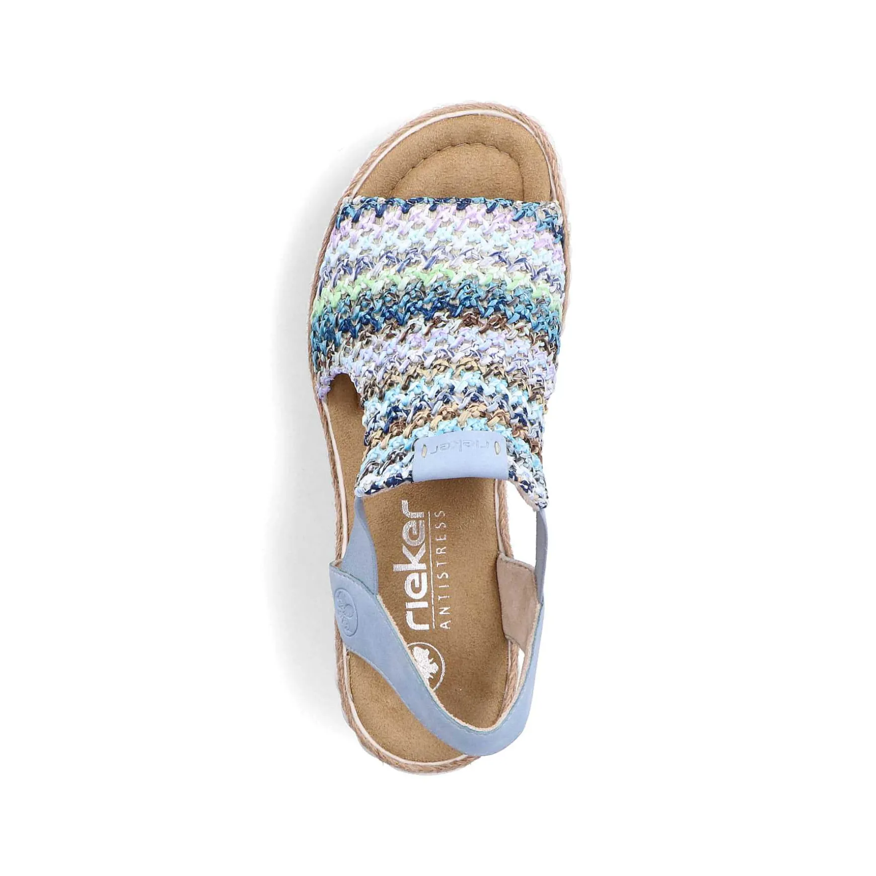 Rieker Women'S Wedge Sandals Sky Blue-Multicolored