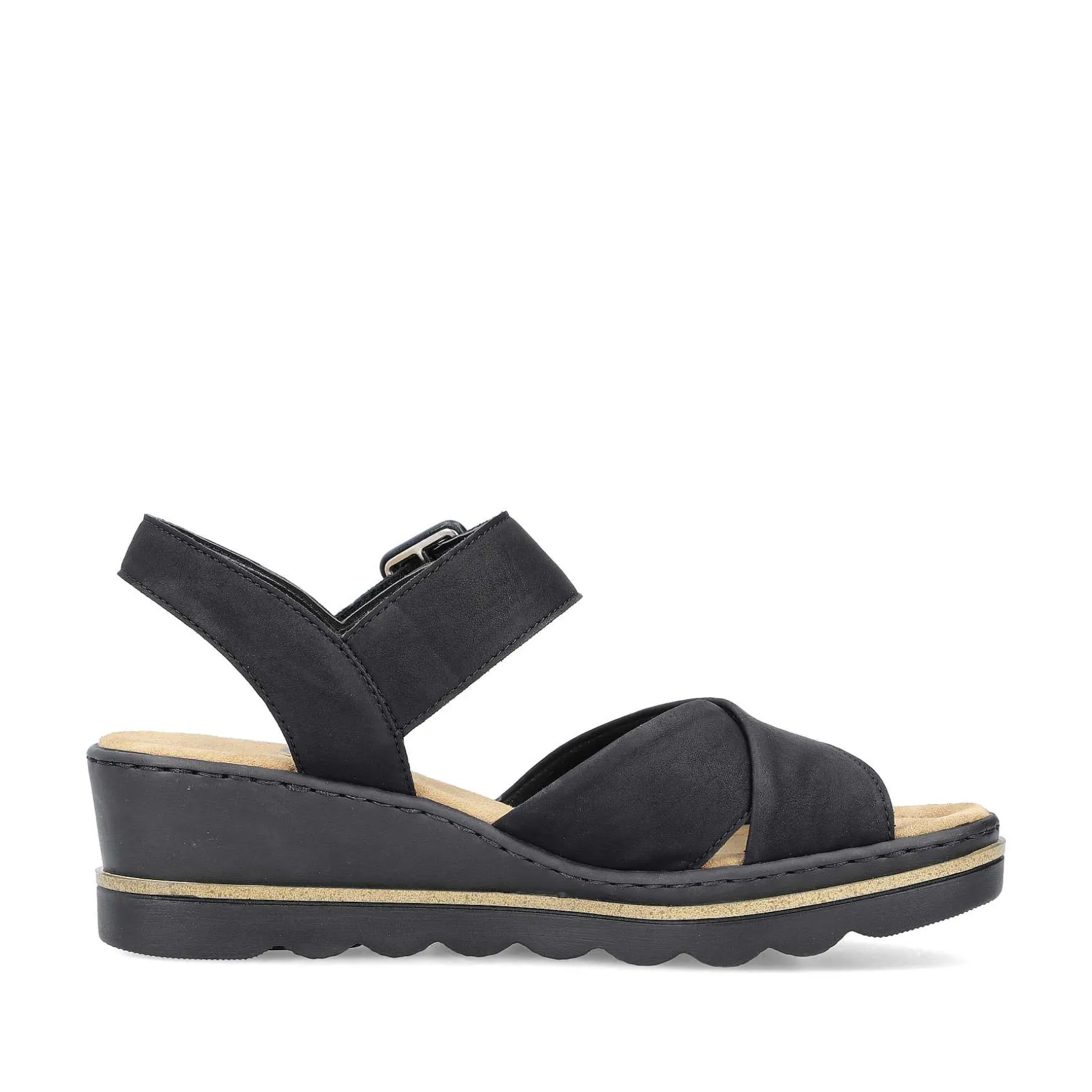 Rieker Women'S Wedge Sandals Jet Black