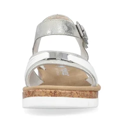 Rieker Women'S Wedge Sandals Silver-Platinum-Metallic