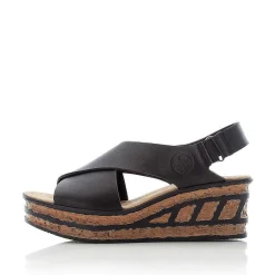 Rieker Women'S Wedge Sandals Jet Black
