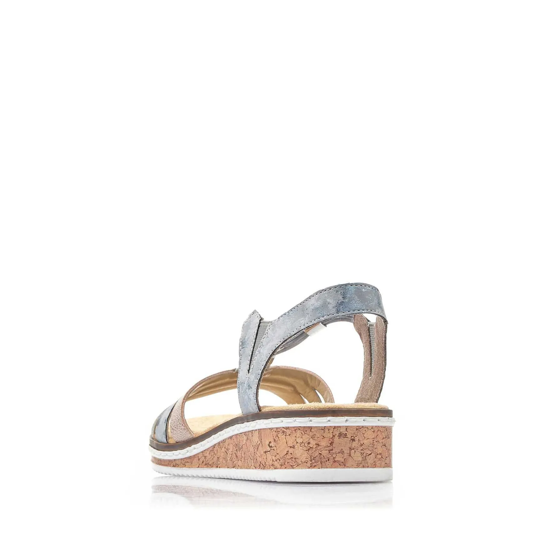Rieker Women'S Wedge Sandals Sky Blue-Light Beige