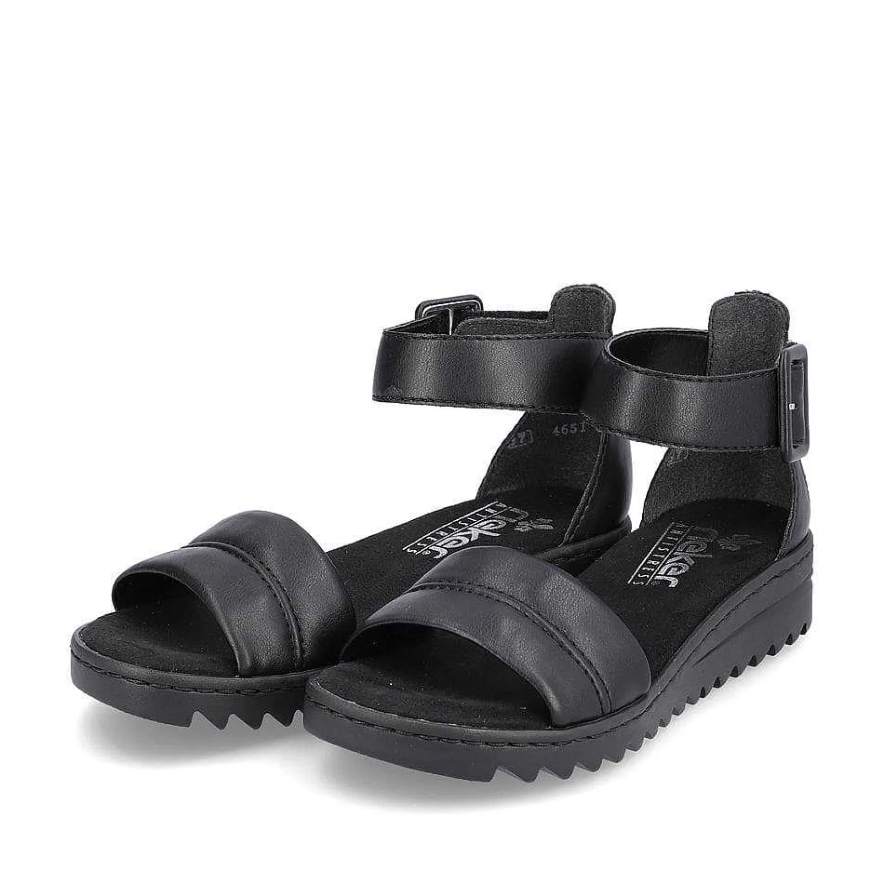 Rieker Women'S Wedge Sandals Asphalt Black