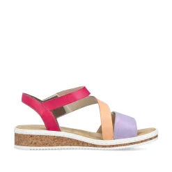 Rieker Women'S Wedge Sandals Purple-Pink-Salmon