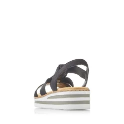 Rieker Women'S Wedge Sandals Jet Black