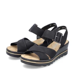 Rieker Women'S Wedge Sandals Jet Black
