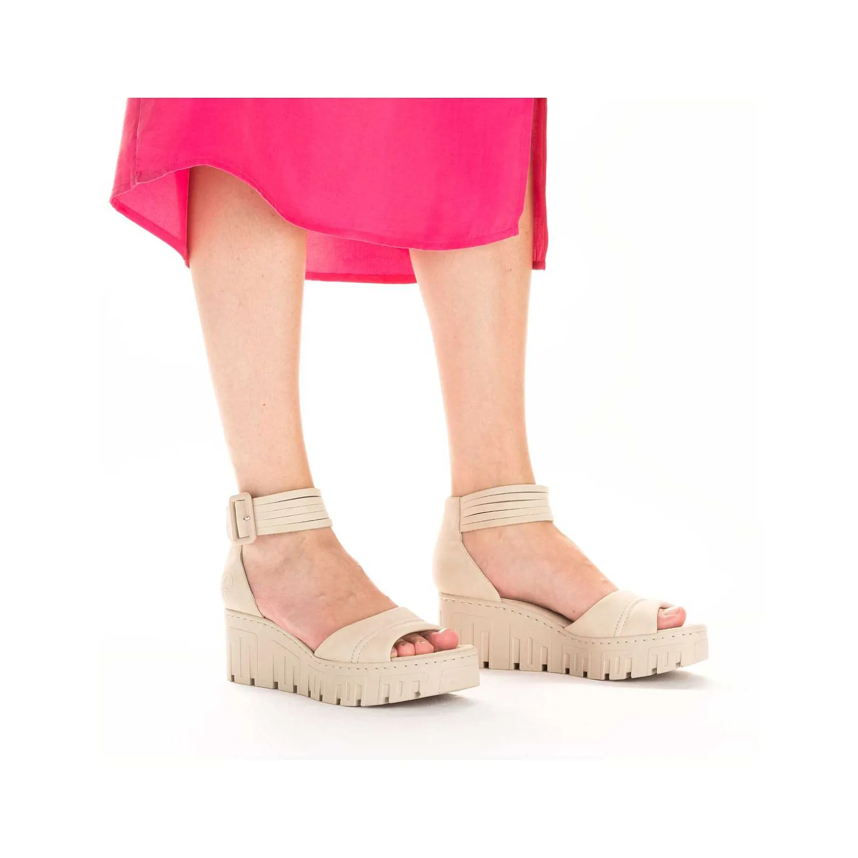 Rieker Women'S Wedge Sandals Sand Beige