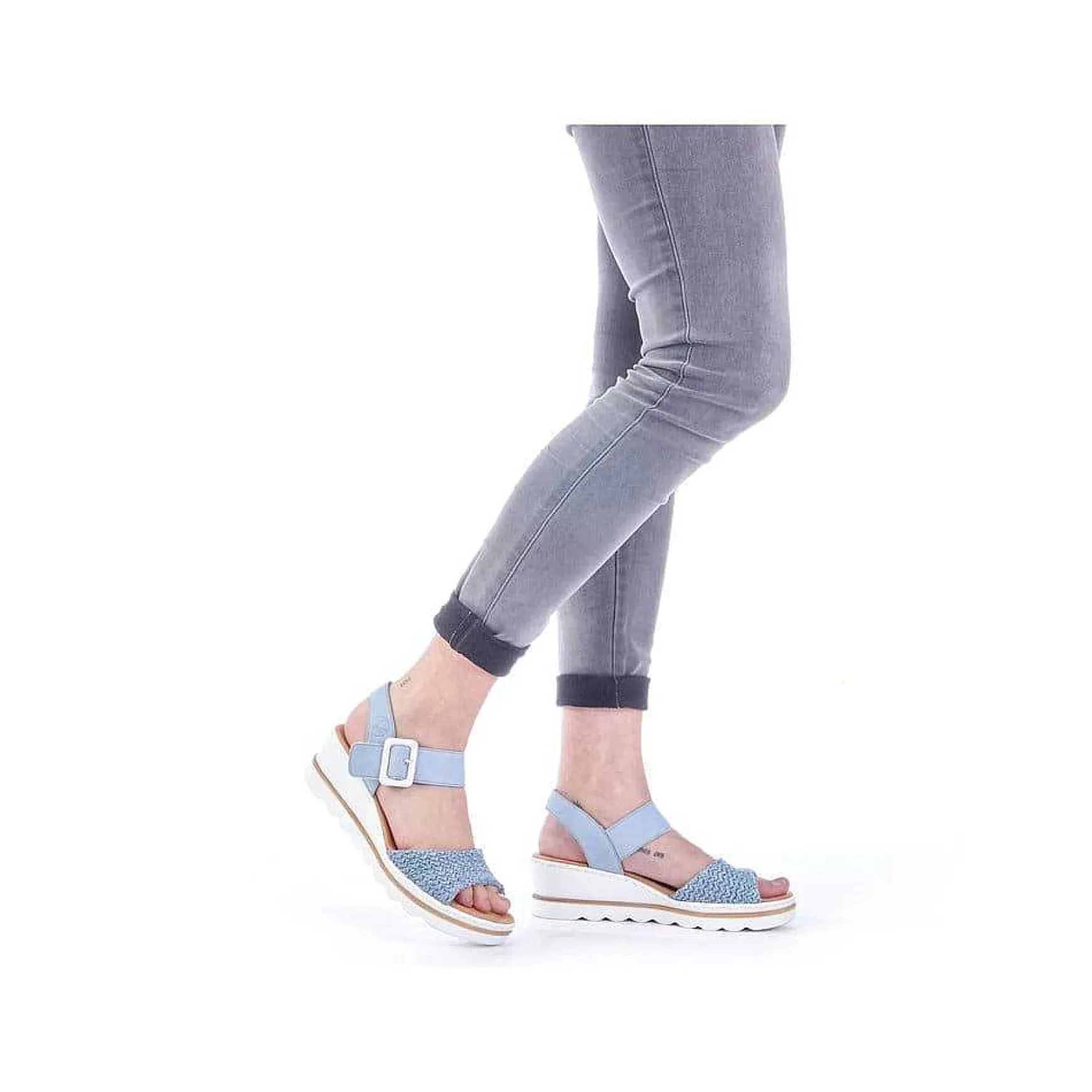 Rieker Women'S Wedge Sandals Sky Blue