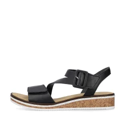 Rieker Women'S Wedge Sandals Matt Black