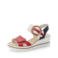 Rieker Women'S Wedge Sandals Fire Red-Pure White