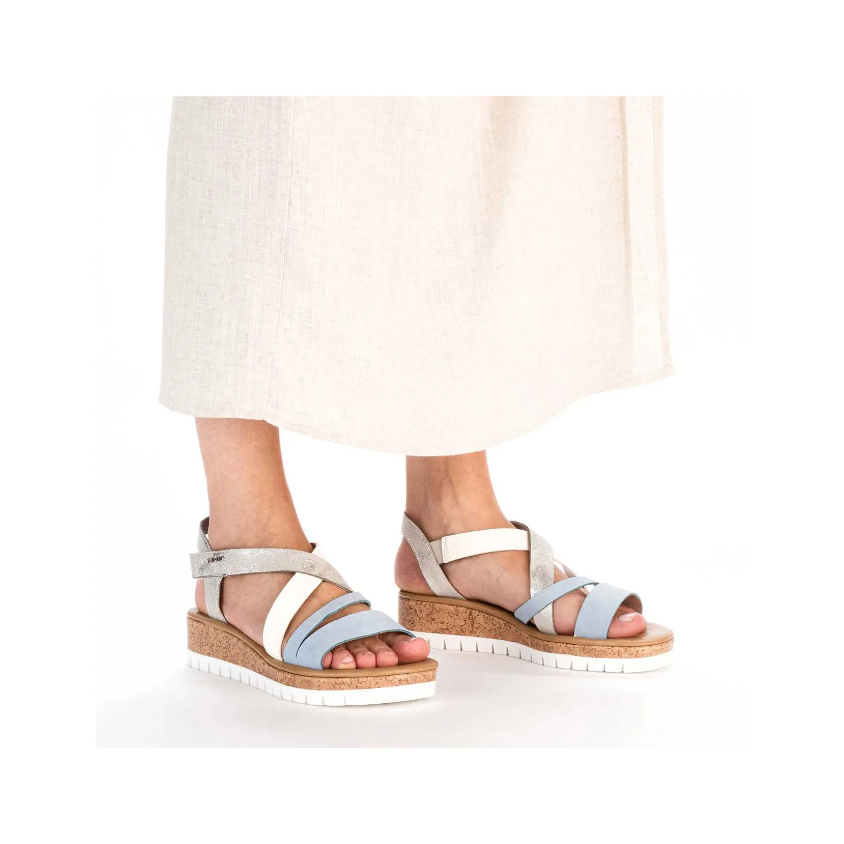 Rieker Women'S Wedge Sandals Pastel Blue