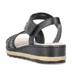 Rieker Women'S Wedge Sandals Asphalt Black