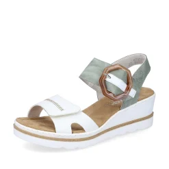 Rieker Women'S Wedge Sandals Mint Green-Lily White